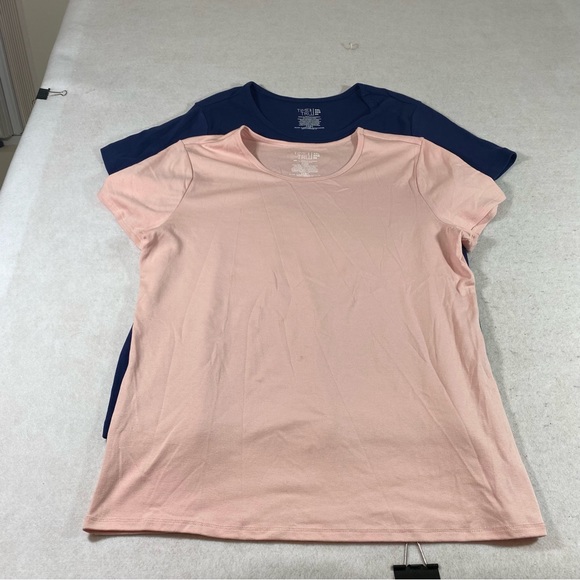Time & Tru Tops  2 short sleeve Shirts XXL PINK& Blue Woman’s Tops - Picture 2 of 6